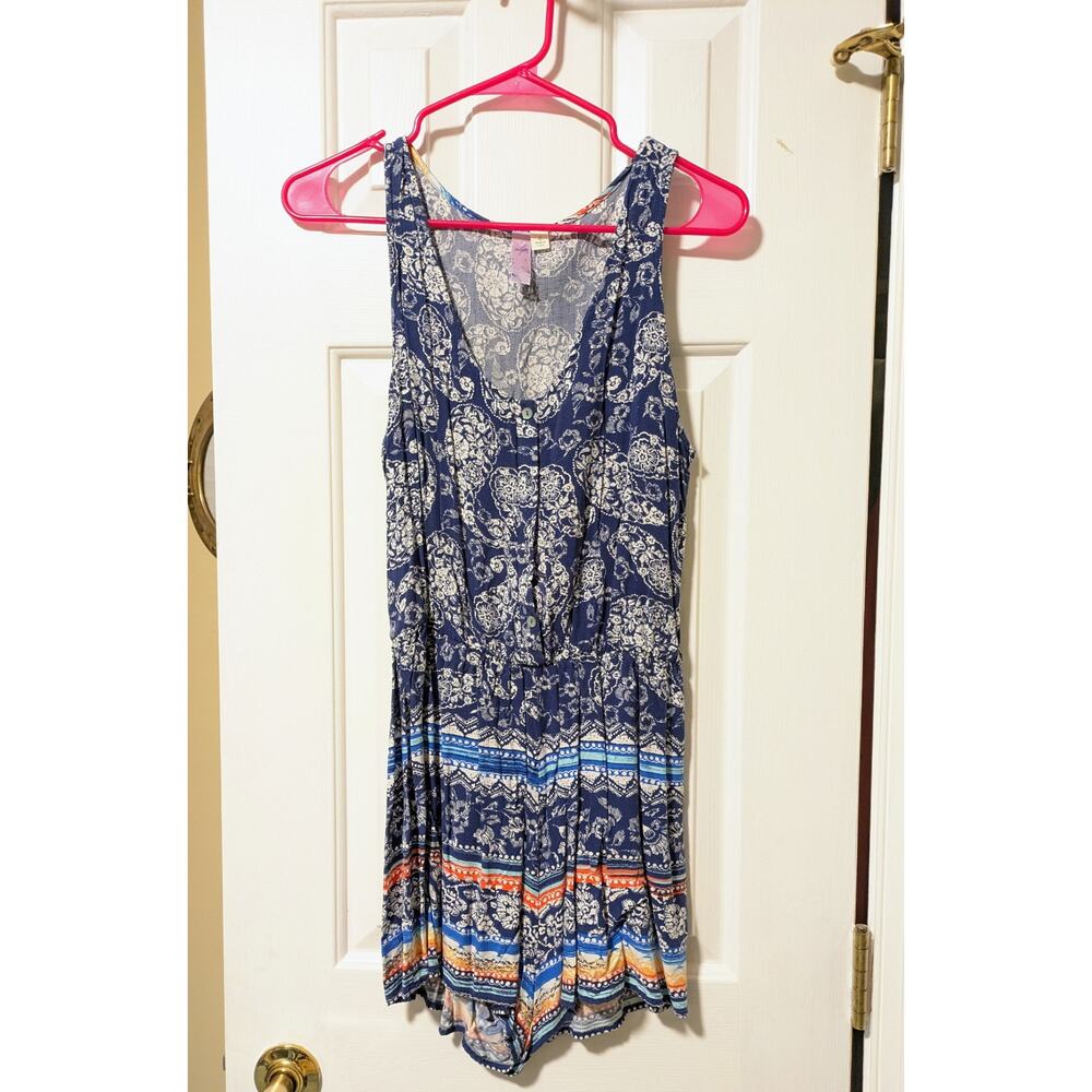 Alga - Blue Paisley Sleeveless Button Front Romper / Playsuit - Sz L - GUC